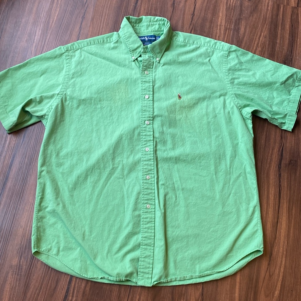 Ralph Lauren Polo Light Green Short Sleeve Button-Down Shirt